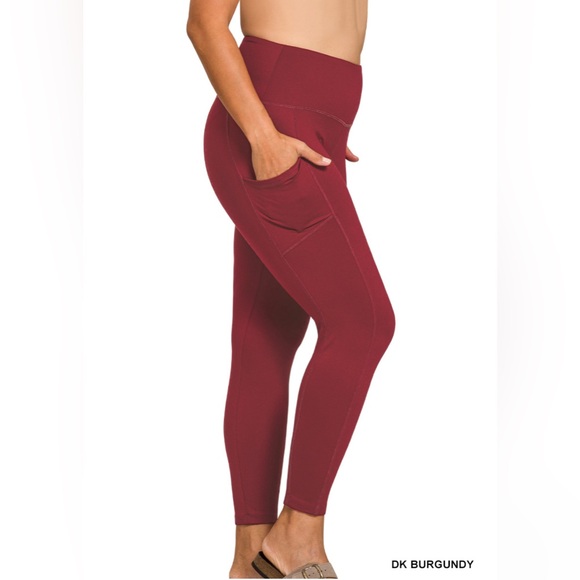ZENANA SIDE POCKET BRUSHED MICROFIBER FULL LENGTH LEGGINGS - Picture 1 of 3